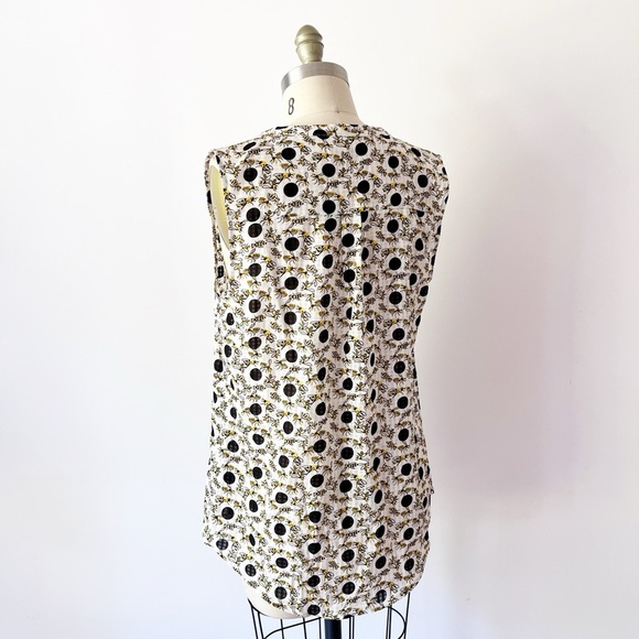 Modcloth White and Yellow Bee Print Blouse Sleeveless Novelty - Picture 6 of 8
